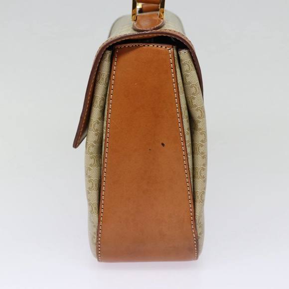 CELINE Macadam Canvas Hand Bag Beige Gold Auth 88751 - Picture 4 of 16